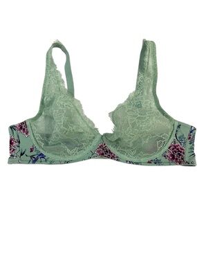 Soma Sensuous Chantilly Unlined Plunge Bra In Asian Garden Mini Jade